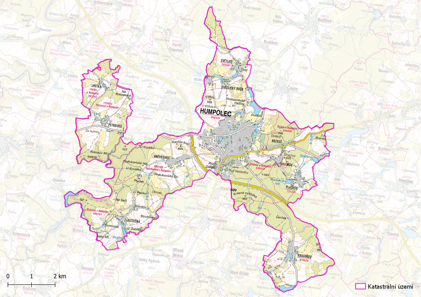Katastrální území města Humpolec