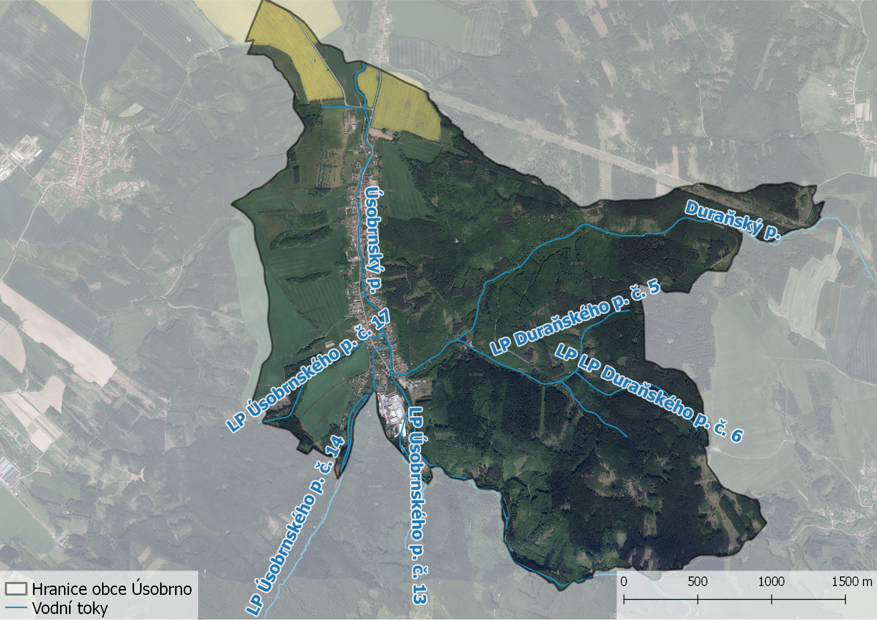 Vodní toky na území obce Úsobrno delší než 1 km