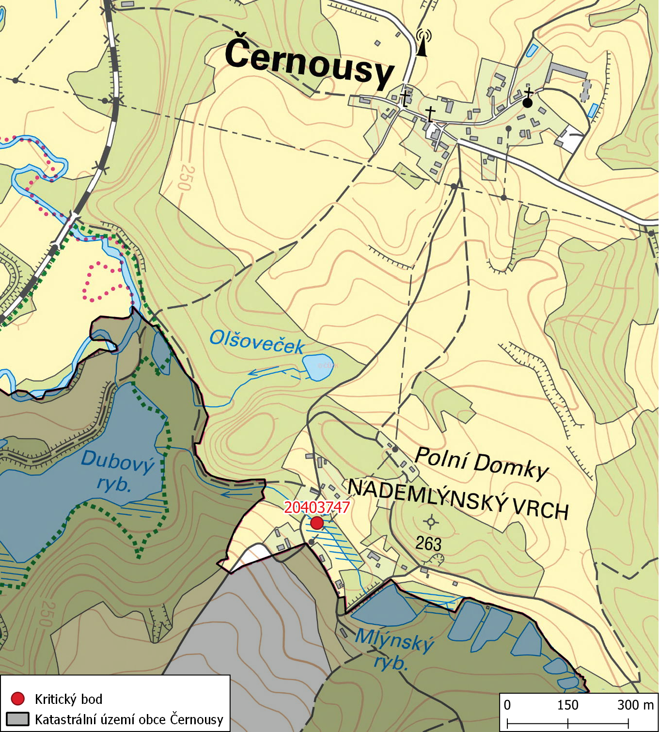 Kritický bod na území obce Černousy
