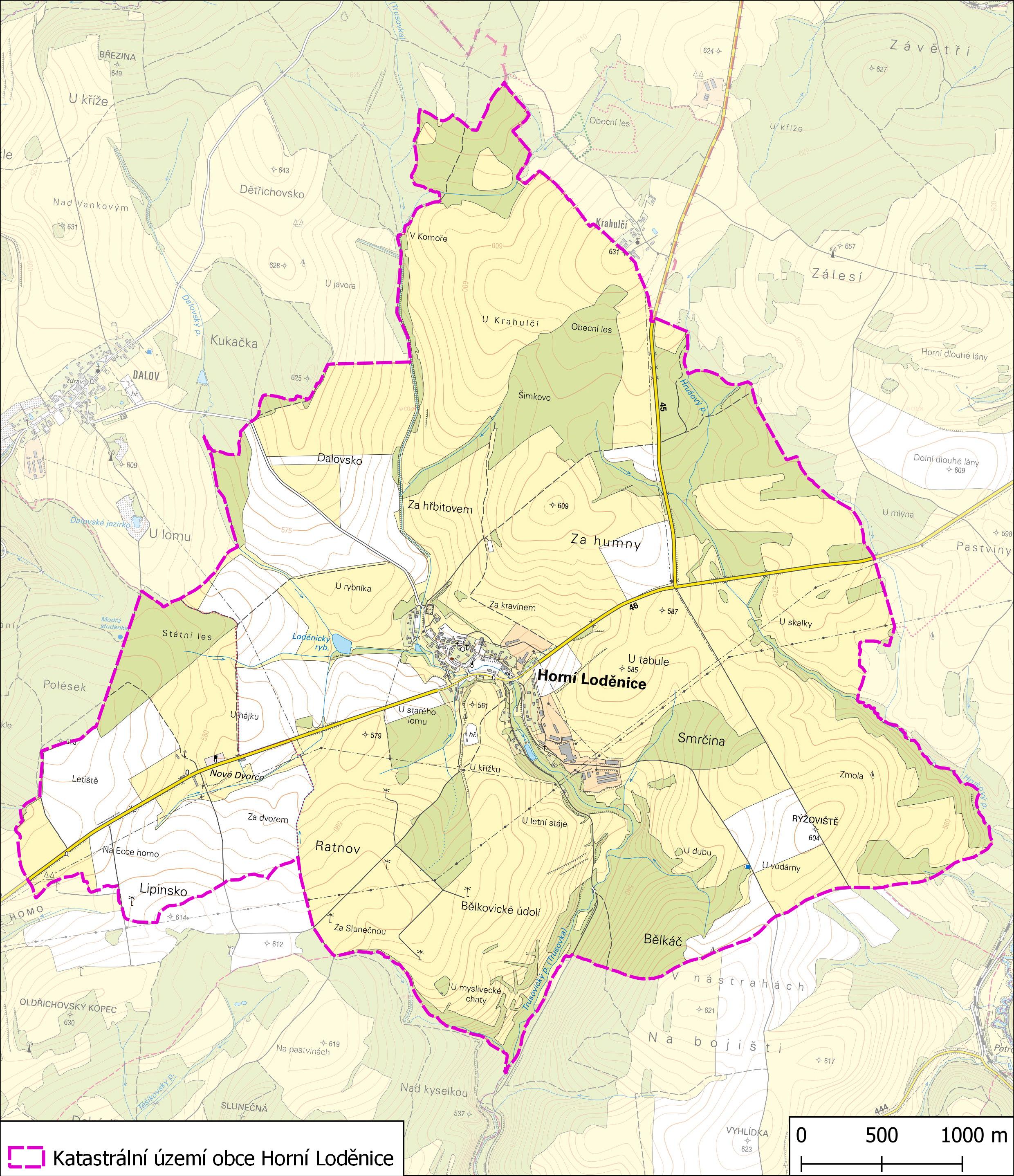 Katastrální území obce Horní Loděnice