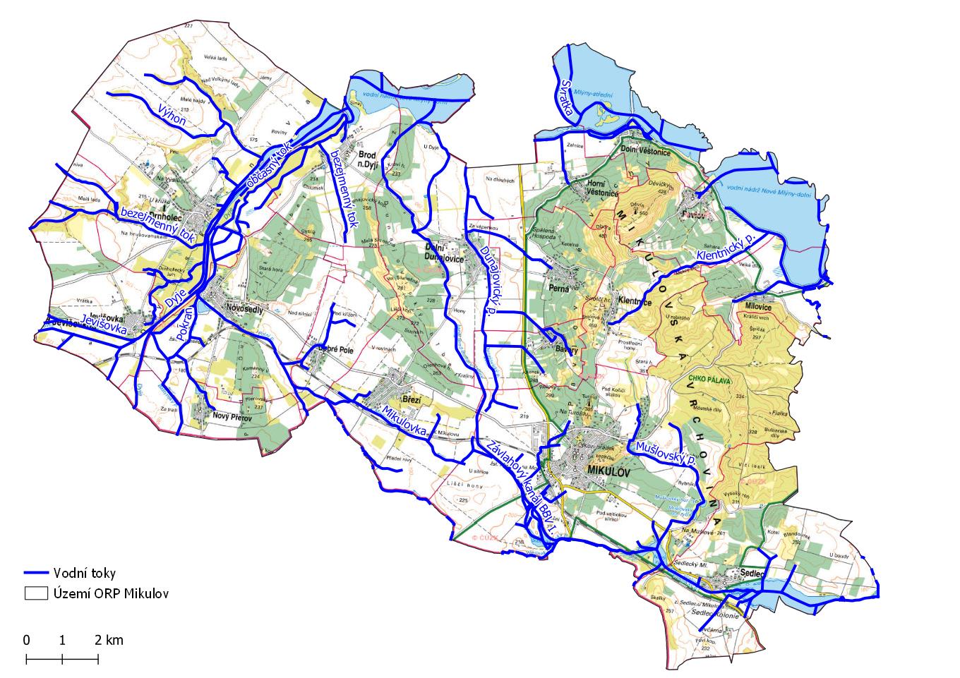 Vodní toky na území SO ORP Mikulov