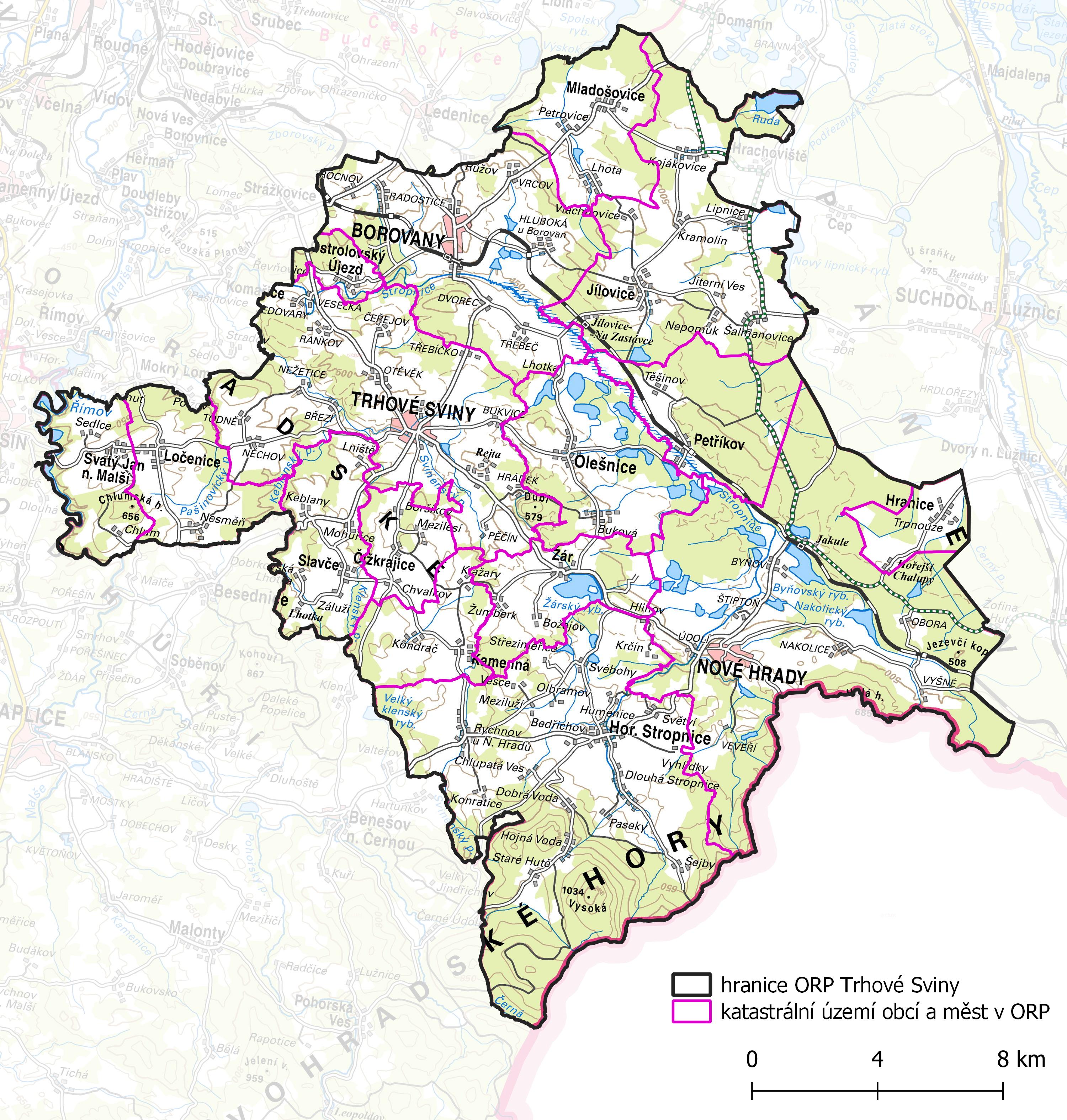 Mapa SO ORP Trhové Sviny