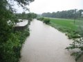 Vodní tok Racková v době povodní v červnu 2010 - foceno v ř. km 5,4 (z místa hlásného profilu)