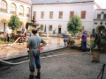 Čerpání vody z nádvoří zámku Častolovice 30. 7. 1998